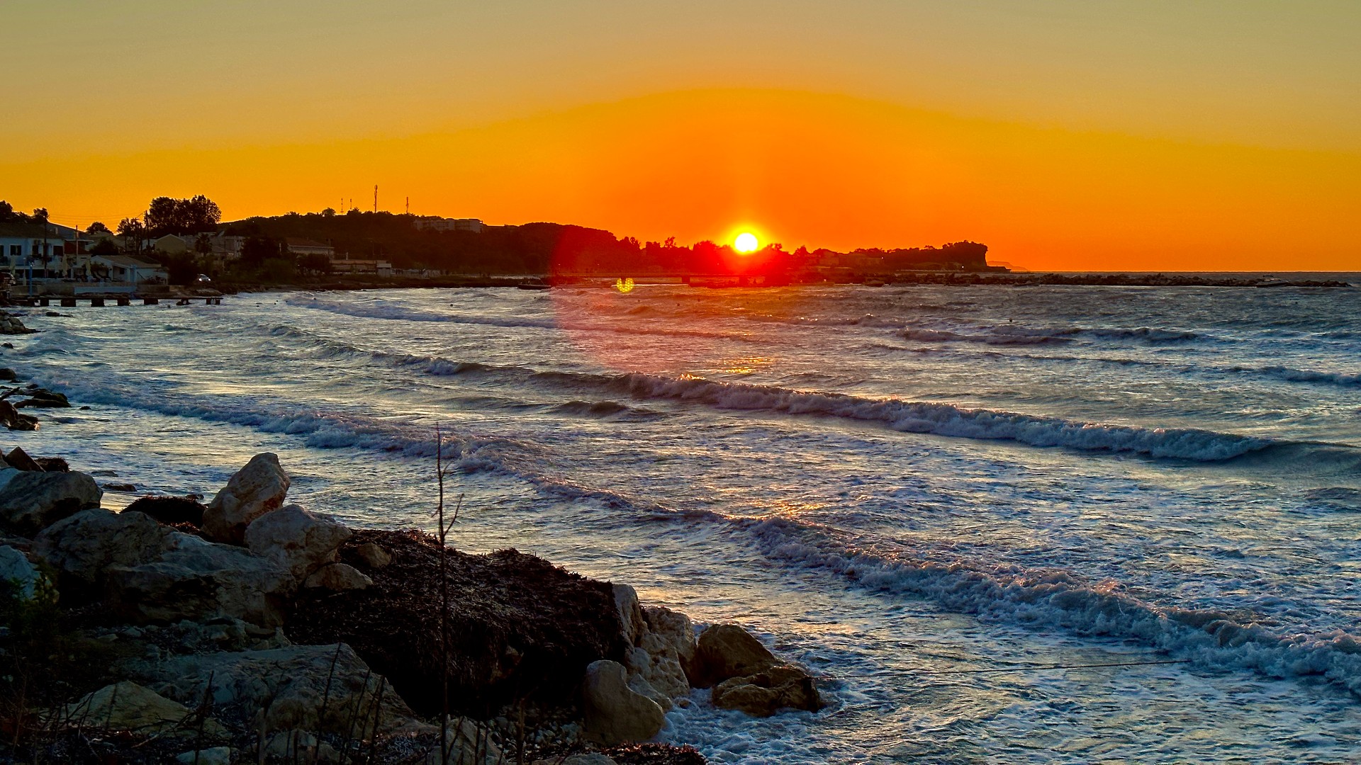 Zonsondergang op Corfu Griekenland